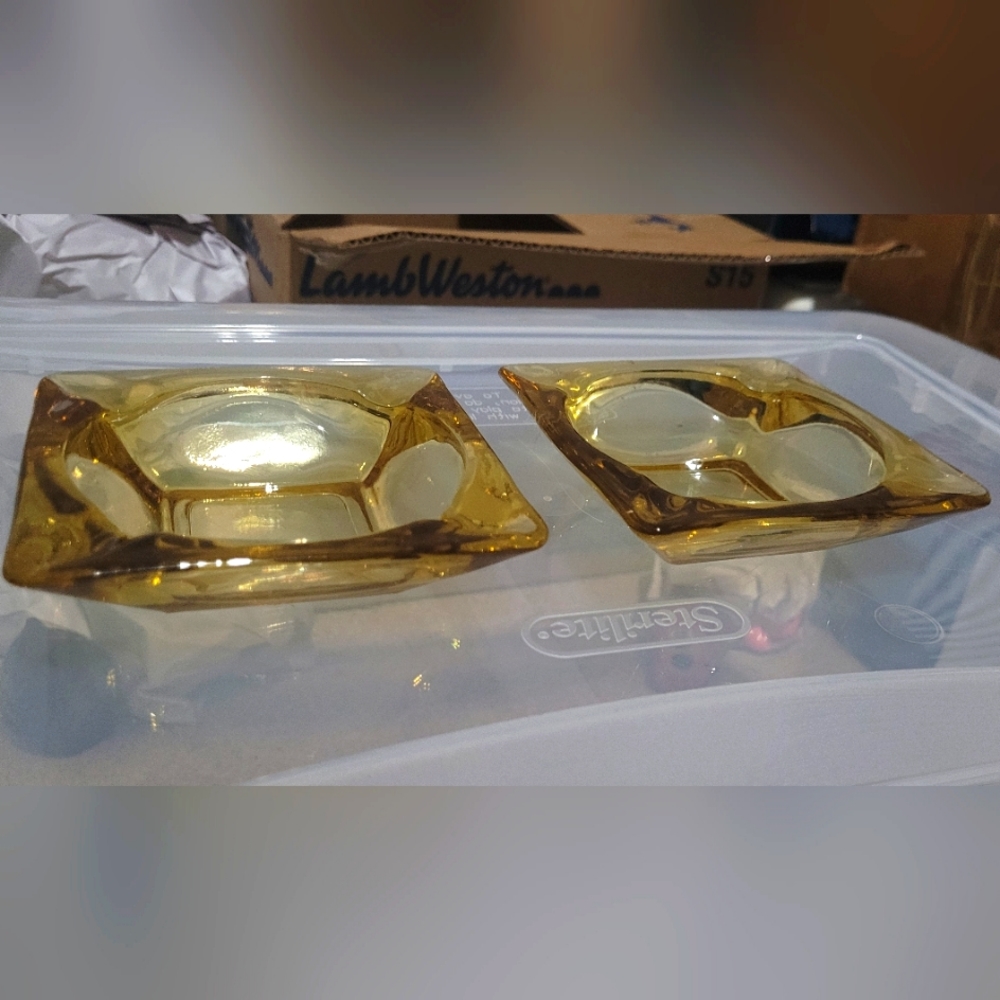 Vintage Golden Yellow Ashtray